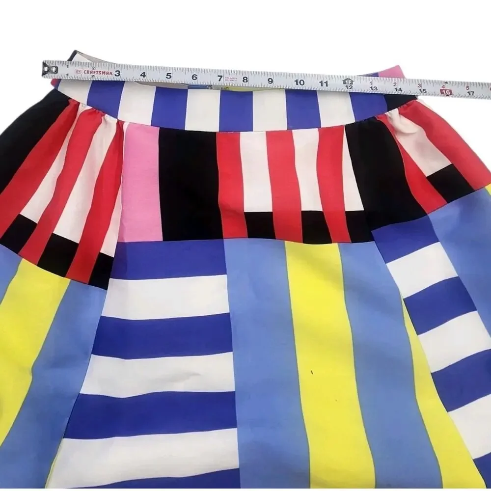 Kate Spade New York A Line Skirt Womens Sz 6 Multicolor Patchwork Stripe Classic